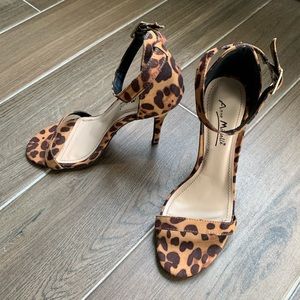 Leopard heeled sandals size 6 1/2